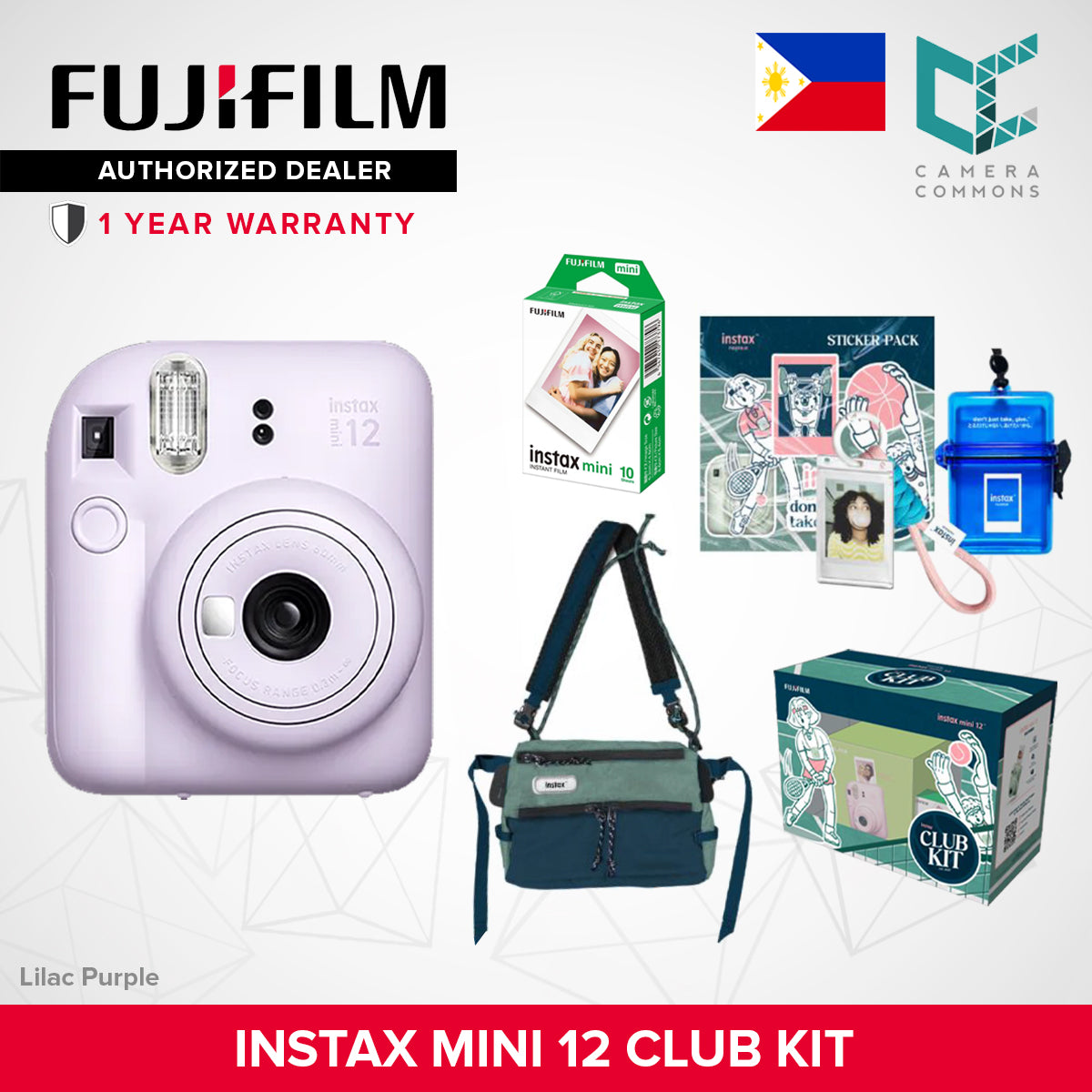 FUJIFILM Instax Mini 12 Club Kit Set Limited Edition Instant Camera Summer Package