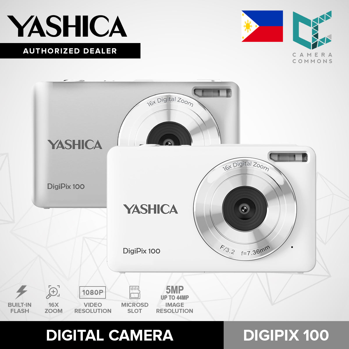 Yashica DigiPix 100 Digital Camera Compact Point and Shoot 1080p Digipix100