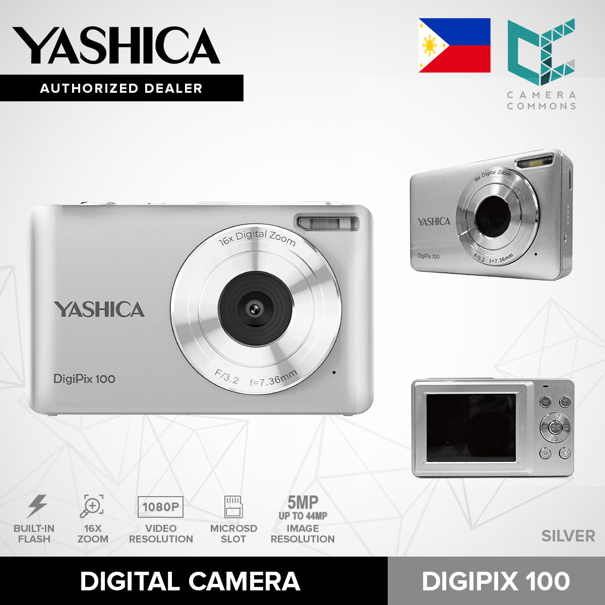 Yashica DigiPix 100 Digital Camera Compact Point and Shoot 1080p Digipix100