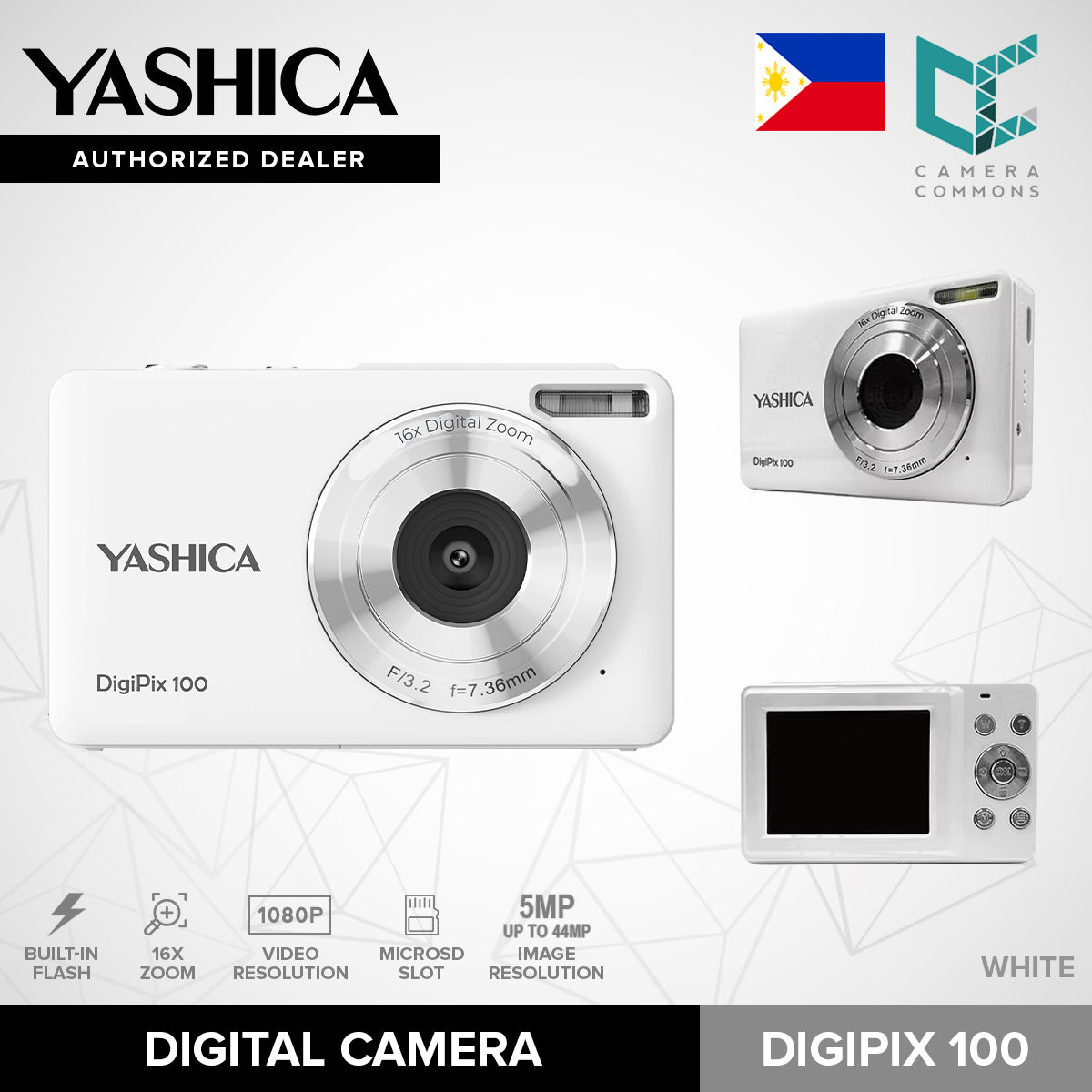 Yashica DigiPix 100 Digital Camera Compact Point and Shoot 1080p Digipix100