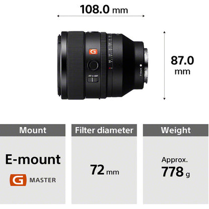 Sony FE 50mm f/1.2 GM Lens Full-Frame Mirrorless Standard Prime G Master AF/MF Switch SEL50F12GM