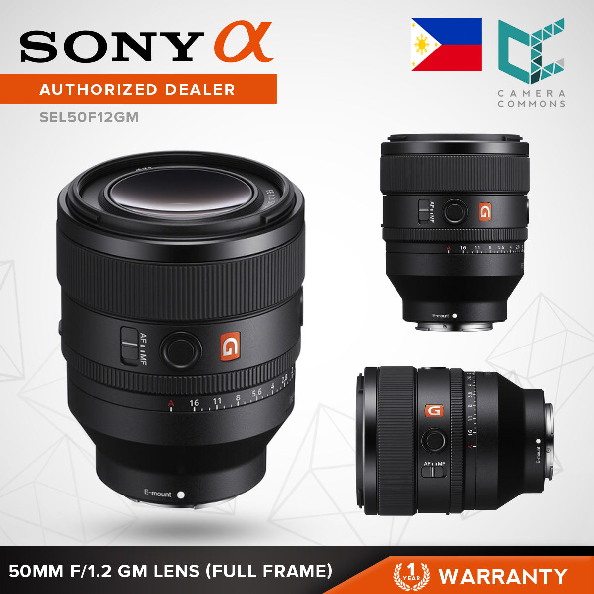 Sony FE 50mm f/1.2 GM Lens Full-Frame Mirrorless Standard Prime G Master AF/MF Switch SEL50F12GM