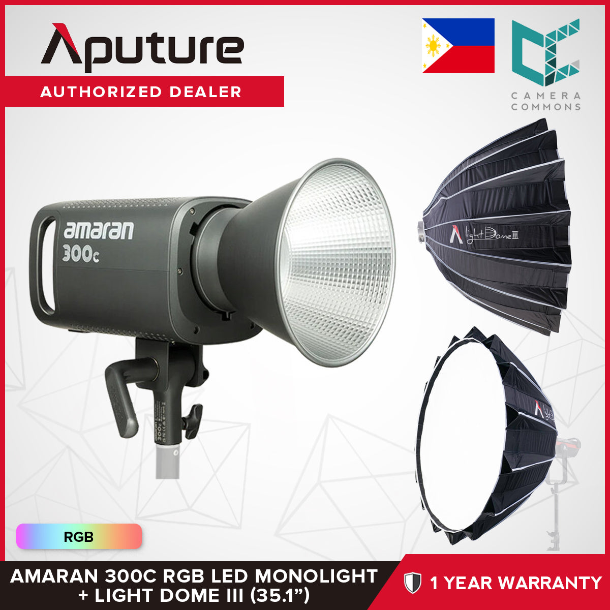 Aputure Amaran 150c 300c RGB LED Monolight 150W Studio Lighting Full RGB Color Control Active Cooling
