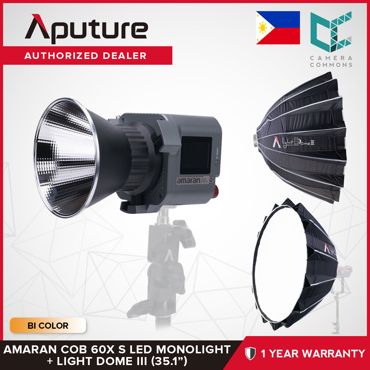 Aputure Amaran COB 60x S Bi Color LED Monolight 2700-6500K CCT Bicolor CRI 96 Studio Lighting