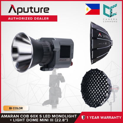 Aputure Amaran COB 60x S Bi Color LED Monolight 2700-6500K CCT Bicolor CRI 96 Studio Lighting