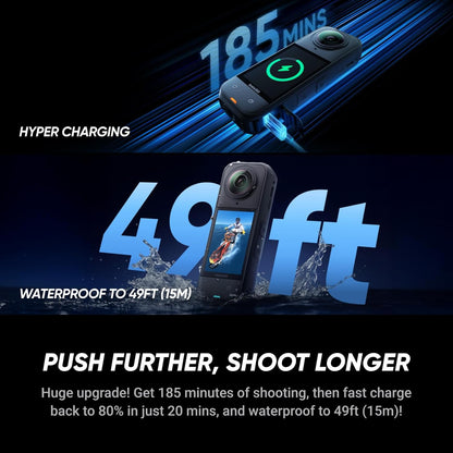 Insta360 X5 360 8K Action Camera 49' Waterproof FlowState Stabilization Wide-Angle Video 72MP Photos