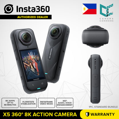 Insta360 X5 360 8K Action Camera 49' Waterproof FlowState Stabilization Wide-Angle Video 72MP Photos