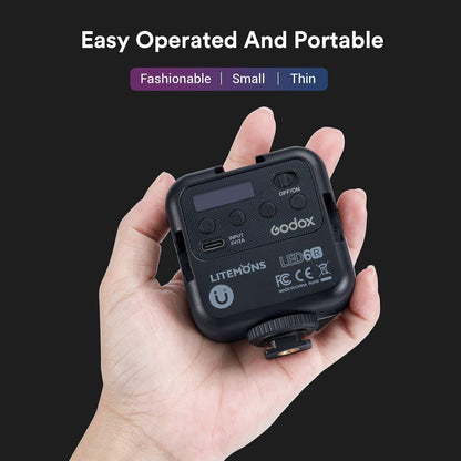 Godox Litemons LED6R RGB Pocket-Size LED Video Light (3200 to 6500K) Studio Light Accessory with LCD