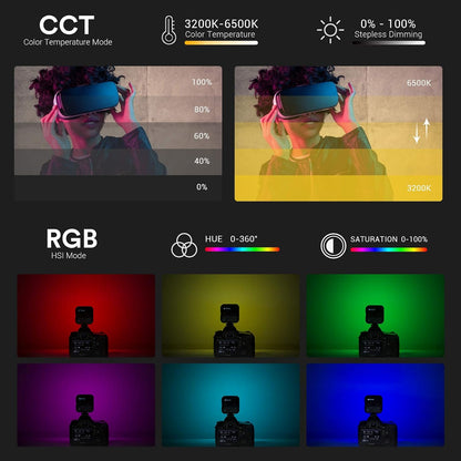 Godox Litemons LED6R RGB Pocket-Size LED Video Light (3200 to 6500K) Studio Light Accessory with LCD