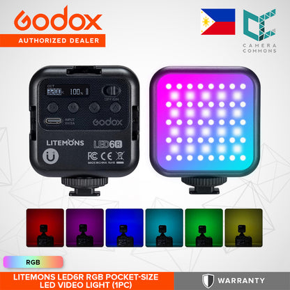 Godox Litemons LED6R RGB Pocket-Size LED Video Light (3200 to 6500K) Studio Light Accessory with LCD