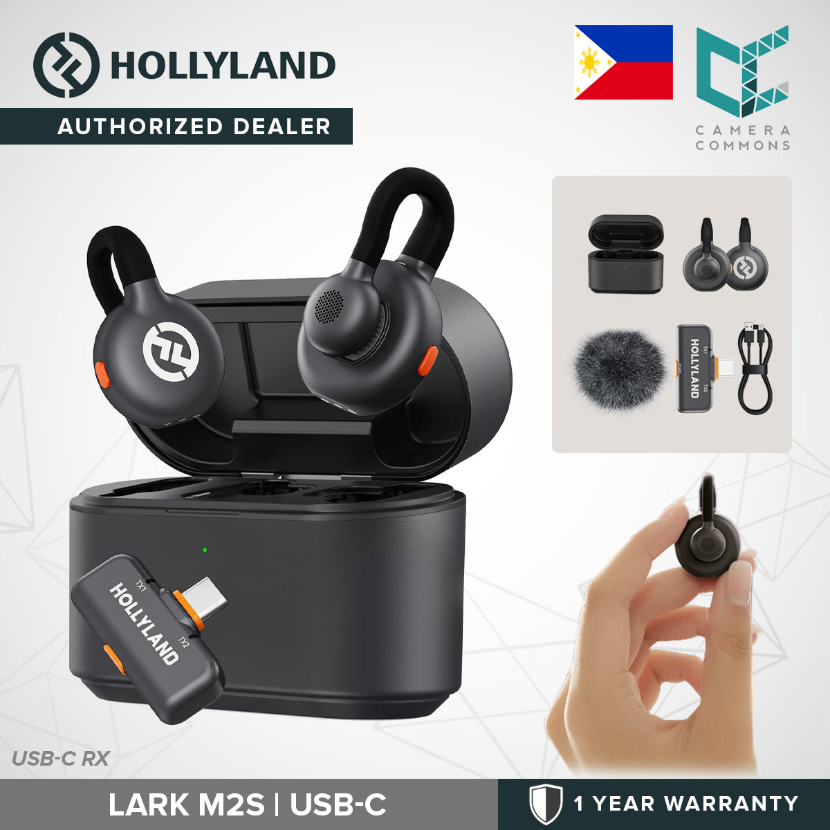 Hollyland Lark M2S Duo 2-Person Wireless Microphone Audio System Environmental Noise Cancellation