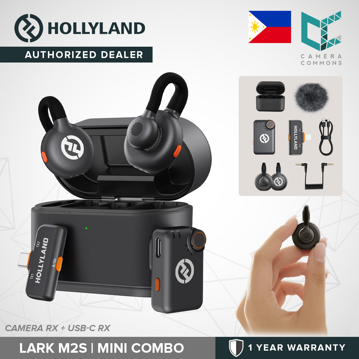 Hollyland Lark M2S Duo 2-Person Wireless Microphone Audio System Environmental Noise Cancellation