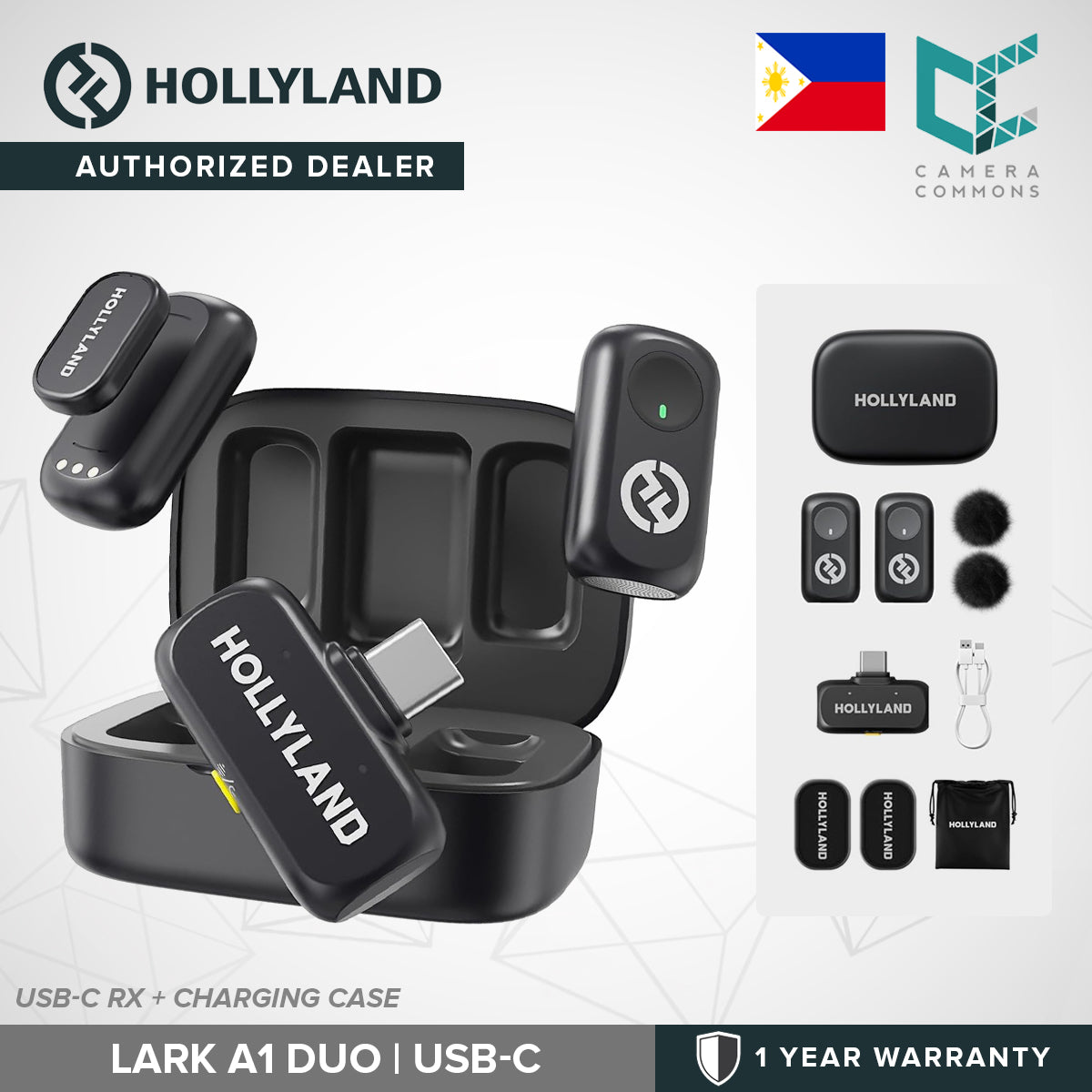 Hollyland Lark A1 Combo Wireless Mini Microphone 48kHz/24-bit 3-Level Noise Cancel Podcast Vlogging
