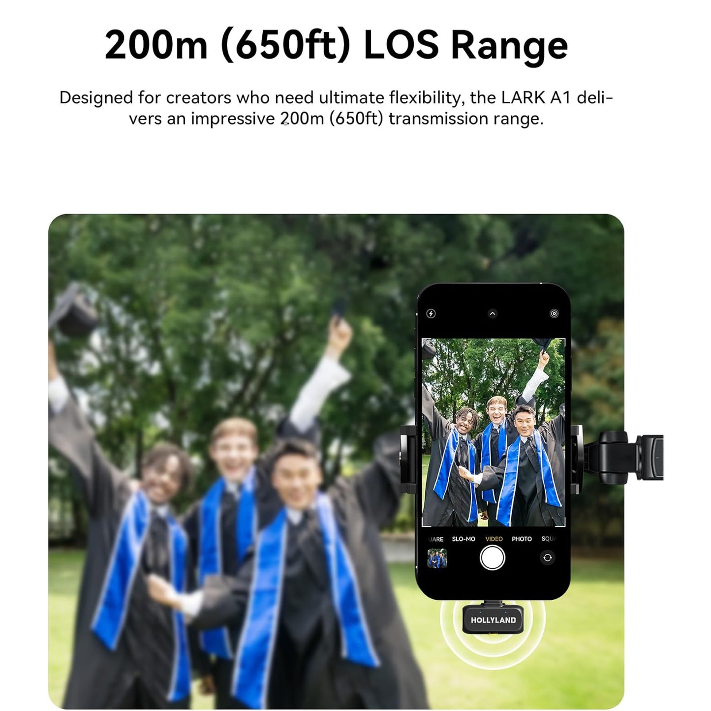 Hollyland Lark A1 Combo Wireless Mini Microphone 48kHz/24-bit 3-Level Noise Cancel Podcast Vlogging