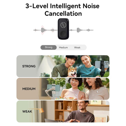 Hollyland Lark A1 Combo Wireless Mini Microphone 48kHz/24-bit 3-Level Noise Cancel Podcast Vlogging