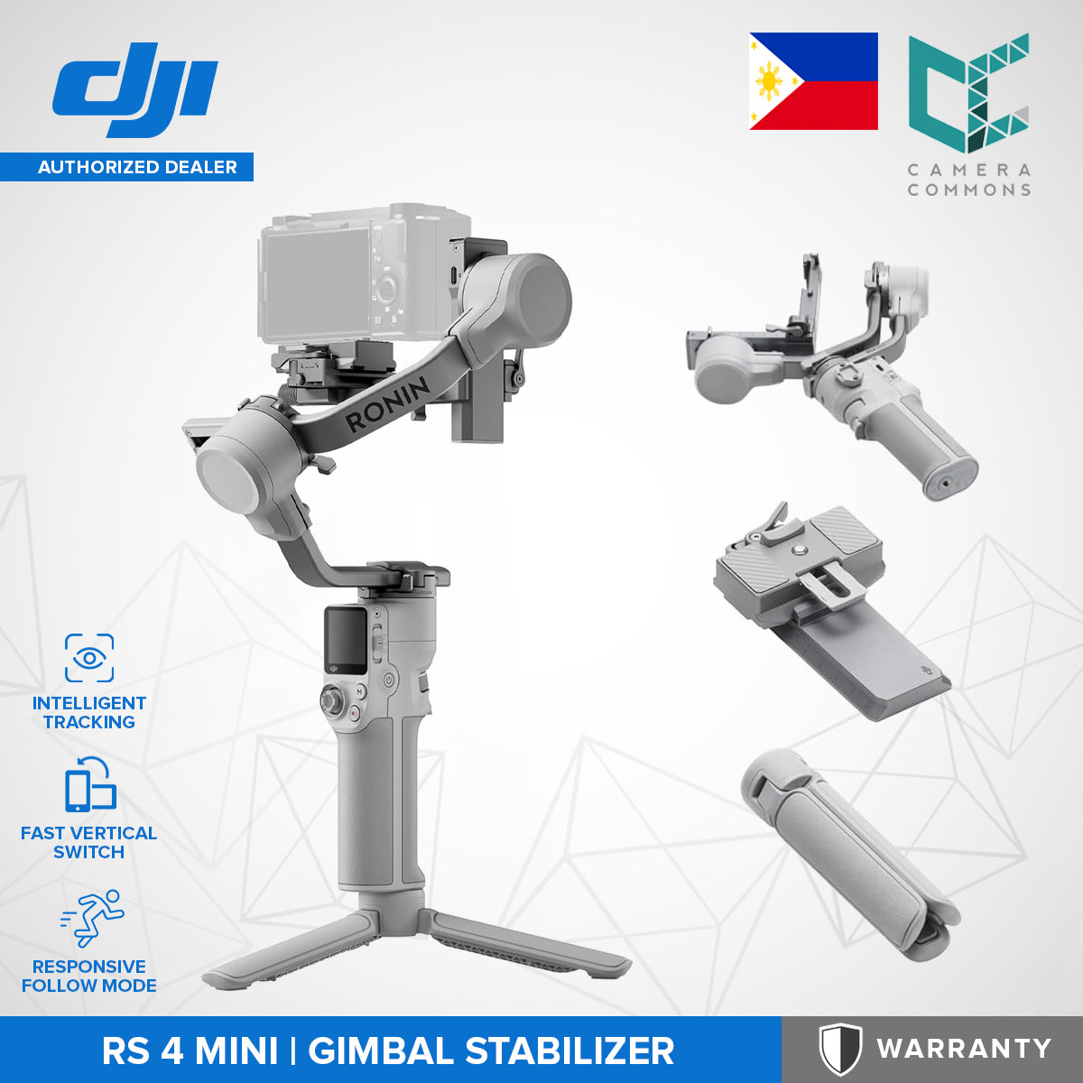 DJI RS 4 Mini Combo Gimbal Stabilizer for Mirrorless Cameras Auto Axis Locks Intelligent Tracking