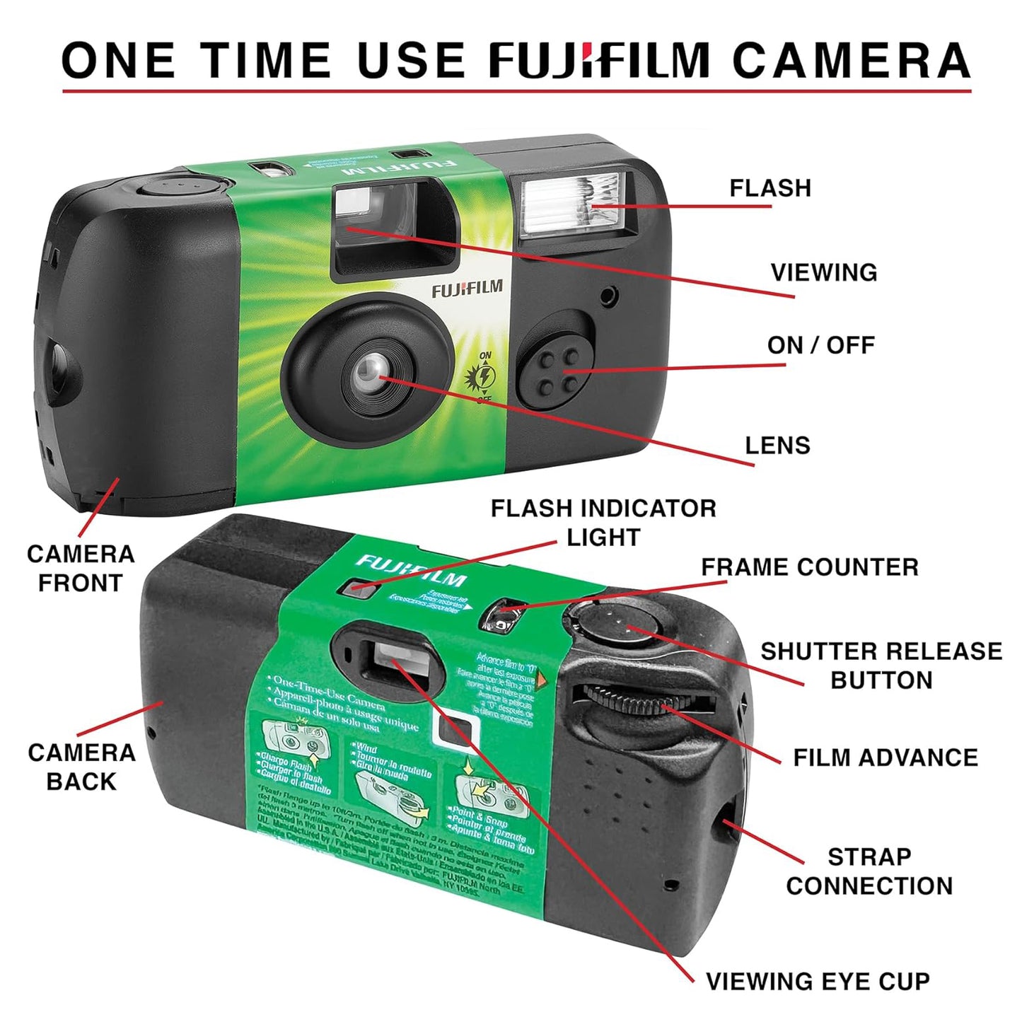 FUJIFILM QuickSnap Disposable Camera One-Time-Use Superia XTRA 400 Color Negative Film 27 Exposures