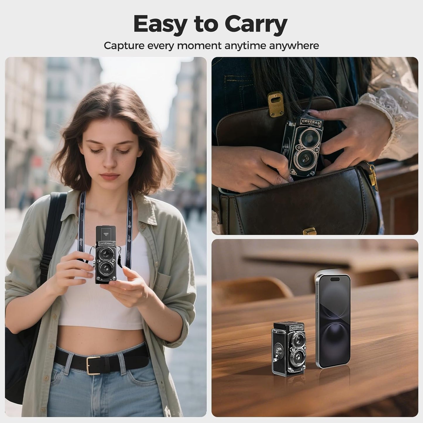 CHUZHAO M1 Digital Camera Twin Lens Reflex Point and Shoot 12MP Mini Vintage Retro Style 1080p USB-C