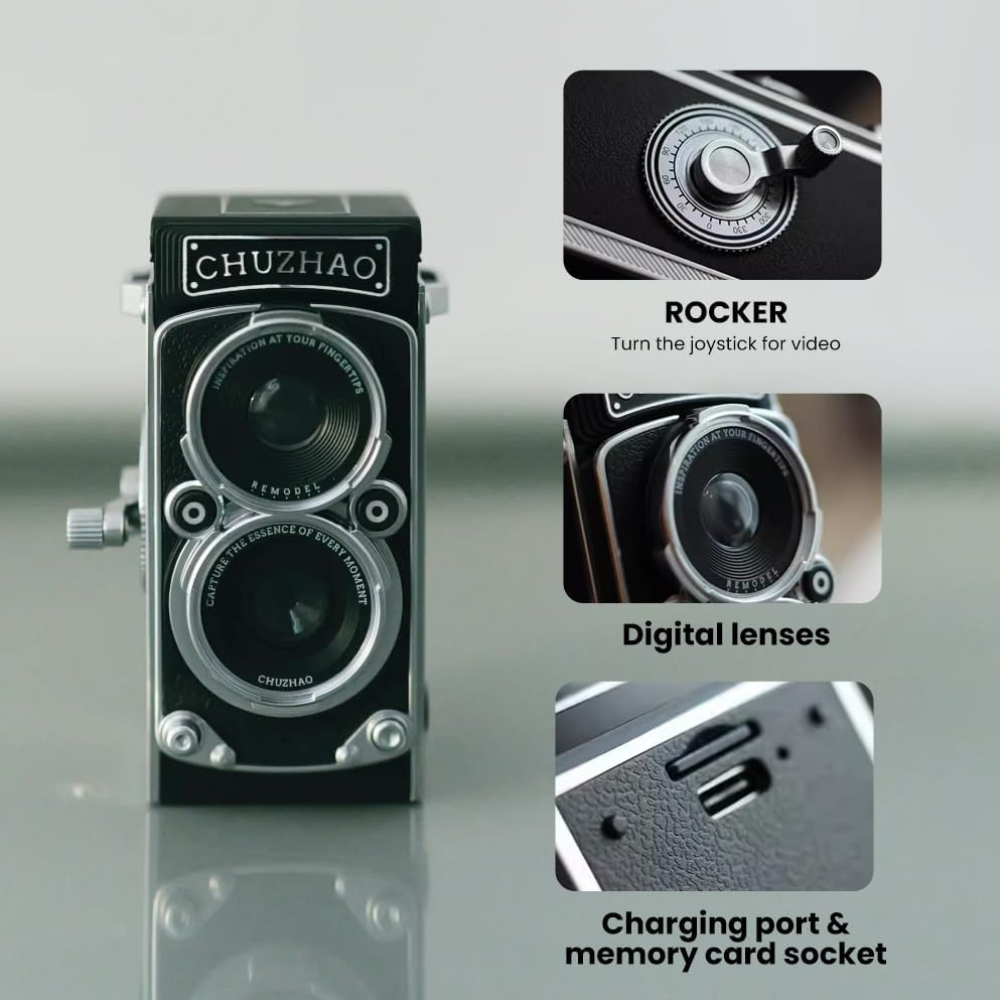 CHUZHAO M1 Digital Camera Twin Lens Reflex Point and Shoot 12MP Mini Vintage Retro Style 1080p USB-C