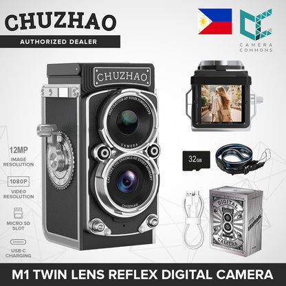 CHUZHAO M1 Digital Camera Twin Lens Reflex Point and Shoot 12MP Mini Vintage Retro Style 1080p USB-C