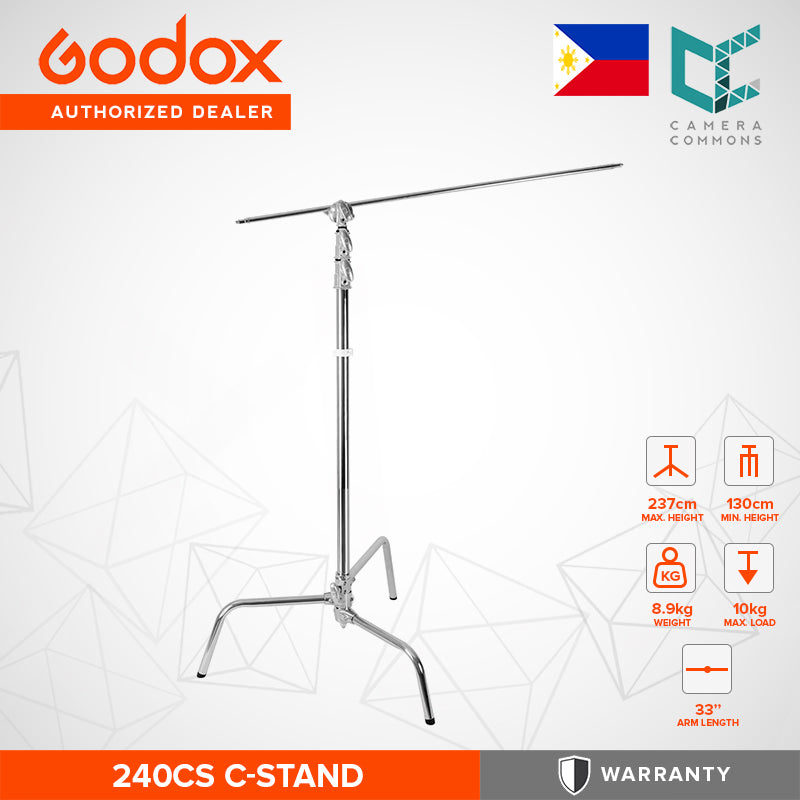 Godox 240CS C-Stand with 33" Arm & Grip Head 10kg Max Load Capacity C Stand Studio Equipment Gear