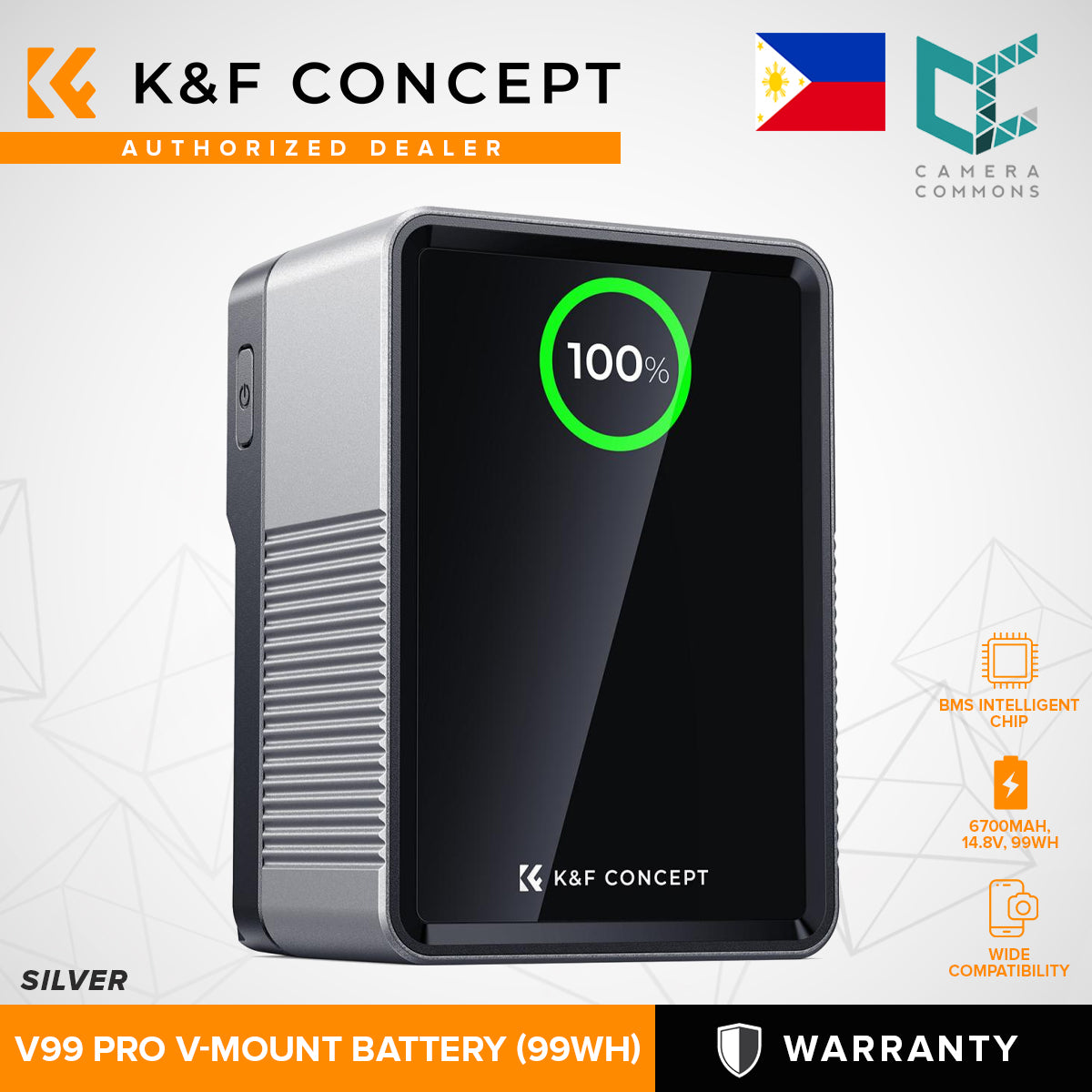 K&F Concept V-Mount Battery V50 V99 Pro PD100W USBC Fast Charging for Camera Studio Equipment