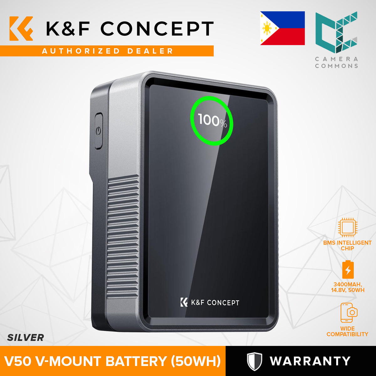 K&F Concept V-Mount Battery V50 V99 Pro PD100W USBC Fast Charging for Camera Studio Equipment
