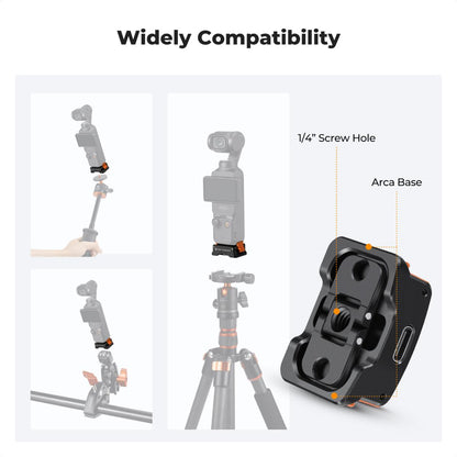 K&F Concept Charging Adapter Folding Base Accessory for DJI Osmo Pocket 3 Type C 1/4 Screw Hole