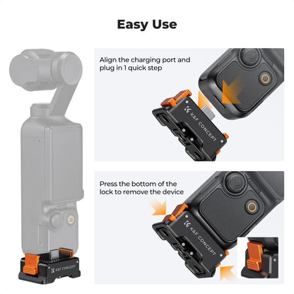 K&F Concept Charging Adapter Folding Base Accessory for DJI Osmo Pocket 3 Type C 1/4 Screw Hole
