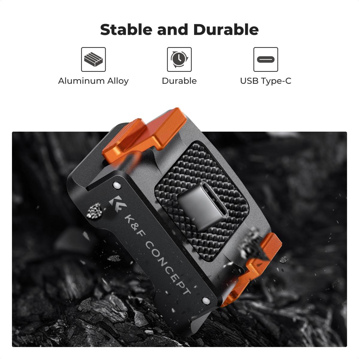 K&F Concept Charging Adapter Folding Base Accessory for DJI Osmo Pocket 3 Type C 1/4 Screw Hole