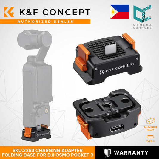 K&F Concept Charging Adapter Folding Base Accessory for DJI Osmo Pocket 3 Type C 1/4 Screw Hole