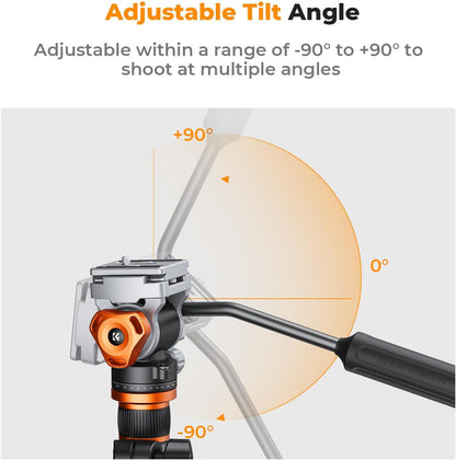 K&F Concept Fluid Head FH-03 5kg Load Capacity Aluminum Alloy Mini for Tripod Camera Accessories