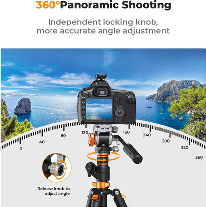 K&F Concept Fluid Head FH-03 5kg Load Capacity Aluminum Alloy Mini for Tripod Camera Accessories