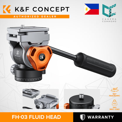 K&F Concept Fluid Head FH-03 5kg Load Capacity Aluminum Alloy Mini for Tripod Camera Accessories