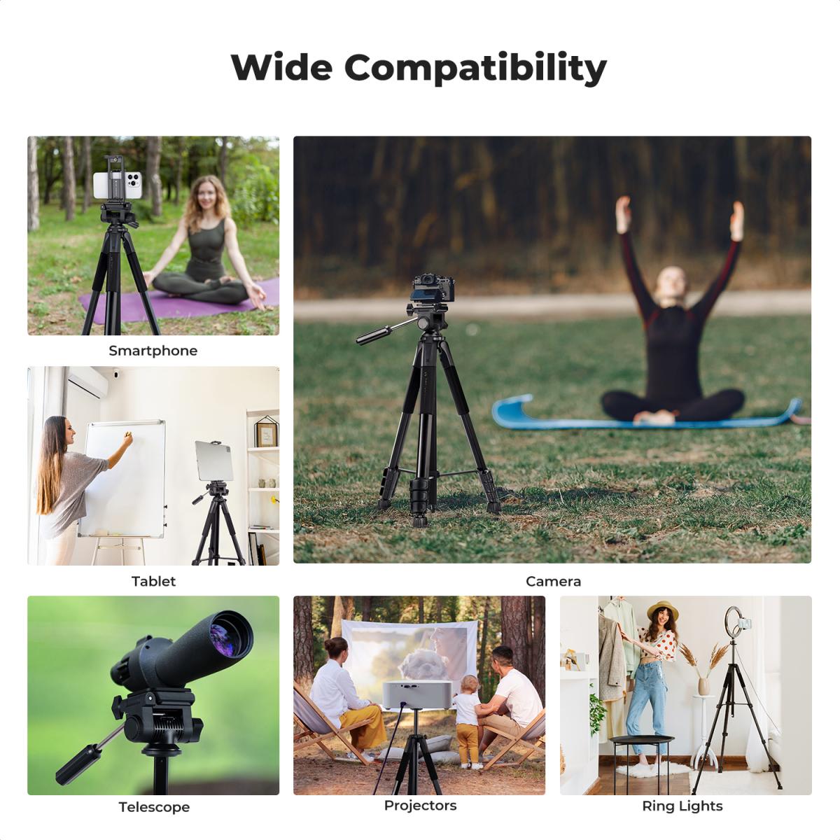 K&F Concept S254A3+BV01 Tripod 68" Lightweight Portable Travel Outdoor DSLR