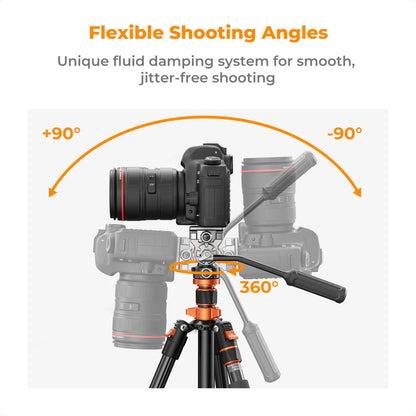 K&F Concept 2 in 1 Video Tripod Monopod with FH-03 Fluid Head K234A7 / O255C4