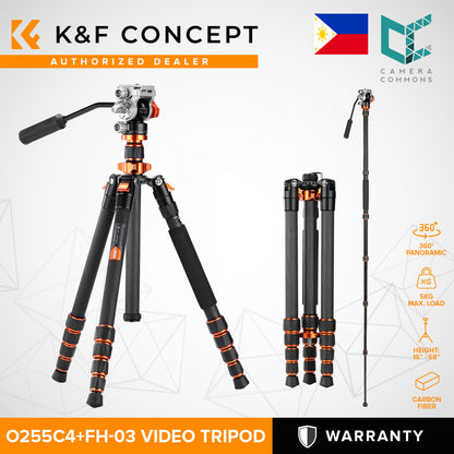 K&F Concept 2 in 1 Video Tripod Monopod with FH-03 Fluid Head K234A7 / O255C4