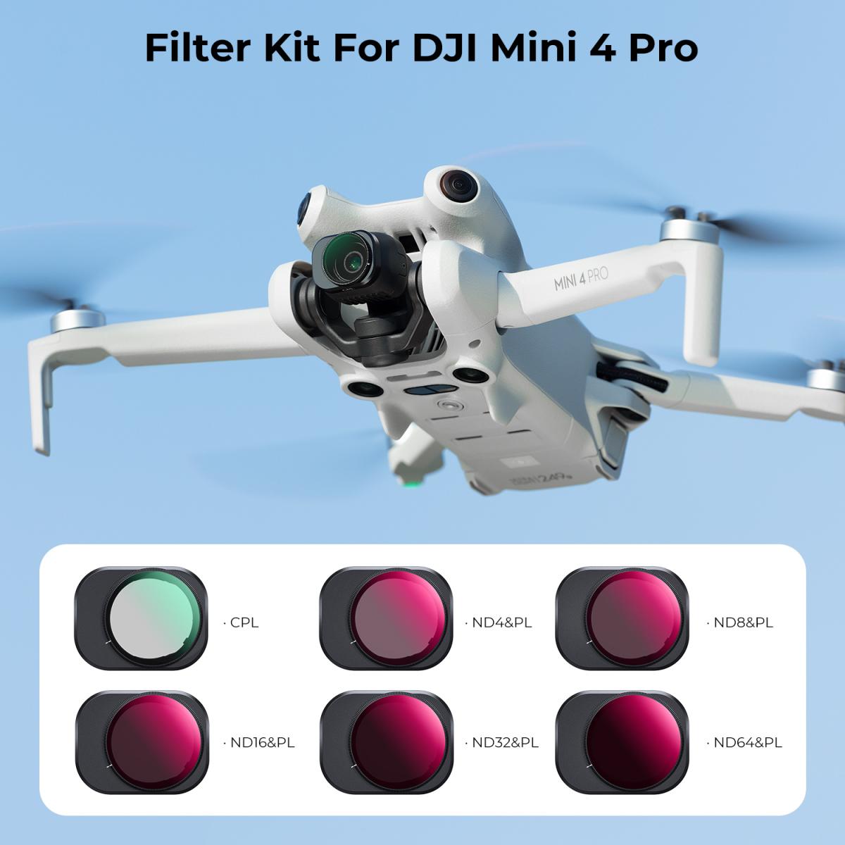 K&F Concept Nano-X Filter for DJI Mini 4 Pro Drone Lens Accessory Optical Glass CPL + ND + ND&PL