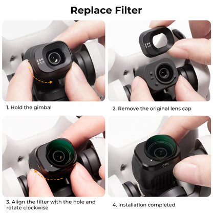 K&F Concept Nano-X Filter for DJI Mini 4 Pro Drone Lens Accessory Optical Glass CPL + ND + ND&PL