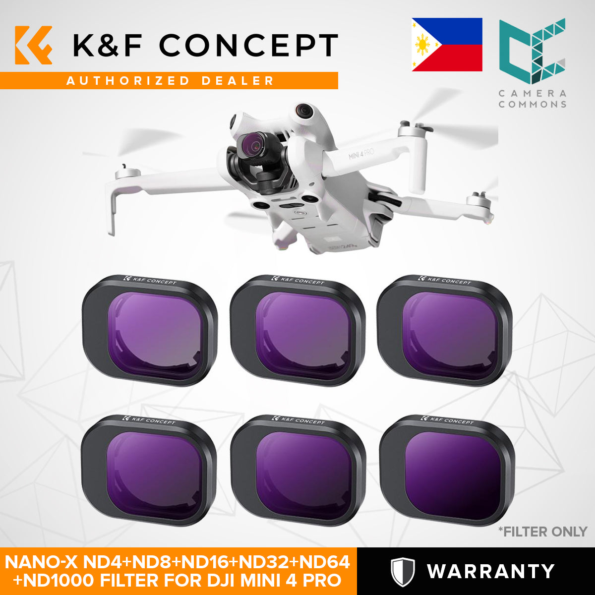 K&F Concept Nano-X Filter for DJI Mini 4 Pro Drone Lens Accessory Optical Glass CPL + ND + ND&PL