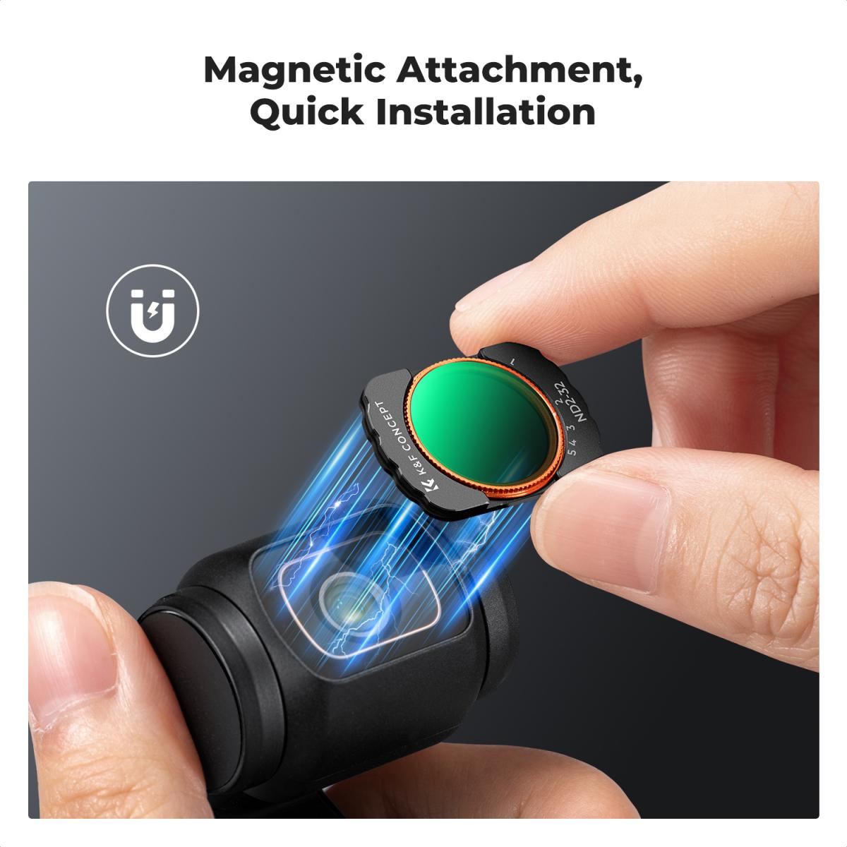 K&F Concept Filters for DJI Osmo Pocket 3 ND8&PL-ND64&PL ND4-ND32 CPL Black Mist 1/4 Wide Angle