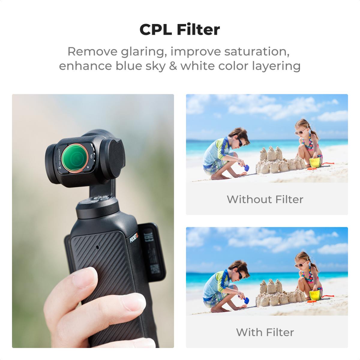 K&F Concept Filters for DJI Osmo Pocket 3 ND8&PL-ND64&PL ND4-ND32 CPL Black Mist 1/4 Wide Angle
