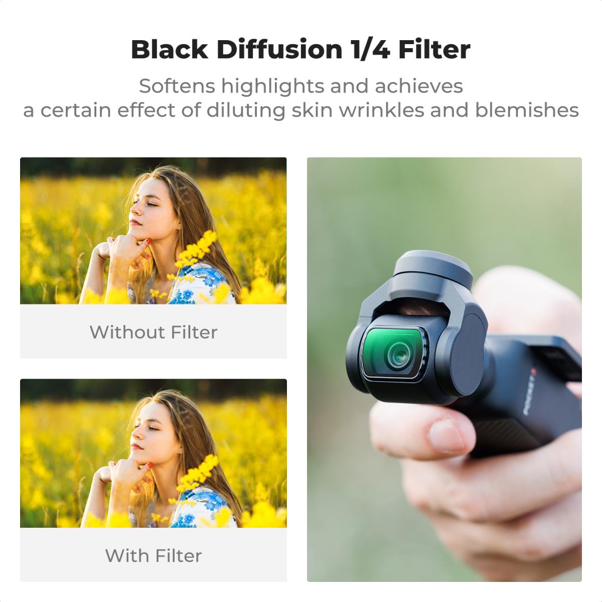 K&F Concept Filters for DJI Osmo Pocket 3 ND8&PL-ND64&PL ND4-ND32 CPL Black Mist 1/4 Wide Angle