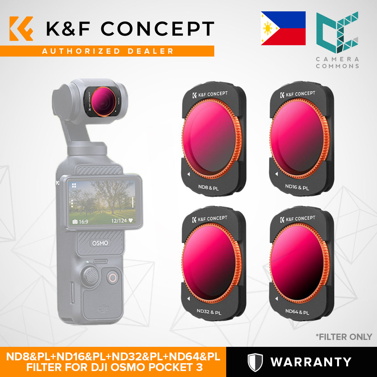 K&F Concept Filters for DJI Osmo Pocket 3 ND8&PL-ND64&PL ND4-ND32 CPL Black Mist 1/4 Wide Angle