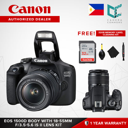 Canon EOS 1500D with EFS 18-55mm f/3.5-5.6 IS II Lens DSLR Camera Kit 24.1MP APSC CMOS Sensor