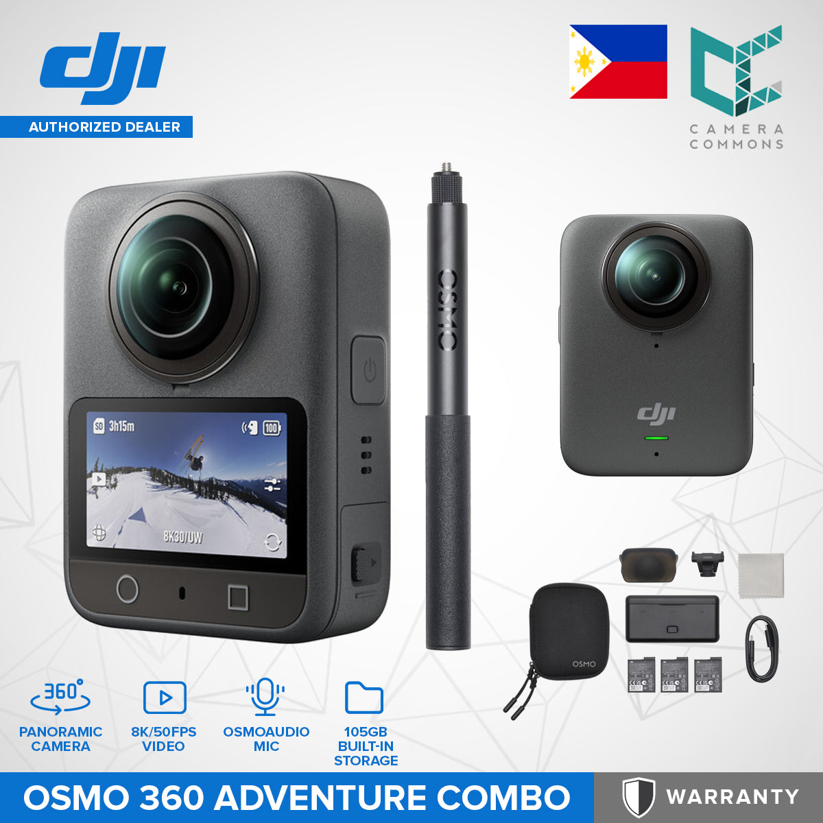 DJI Osmo 360 Action Camera (Standard/Adventure Combo) 8K 50fps 120MP OsmoAudio Mic Low Light