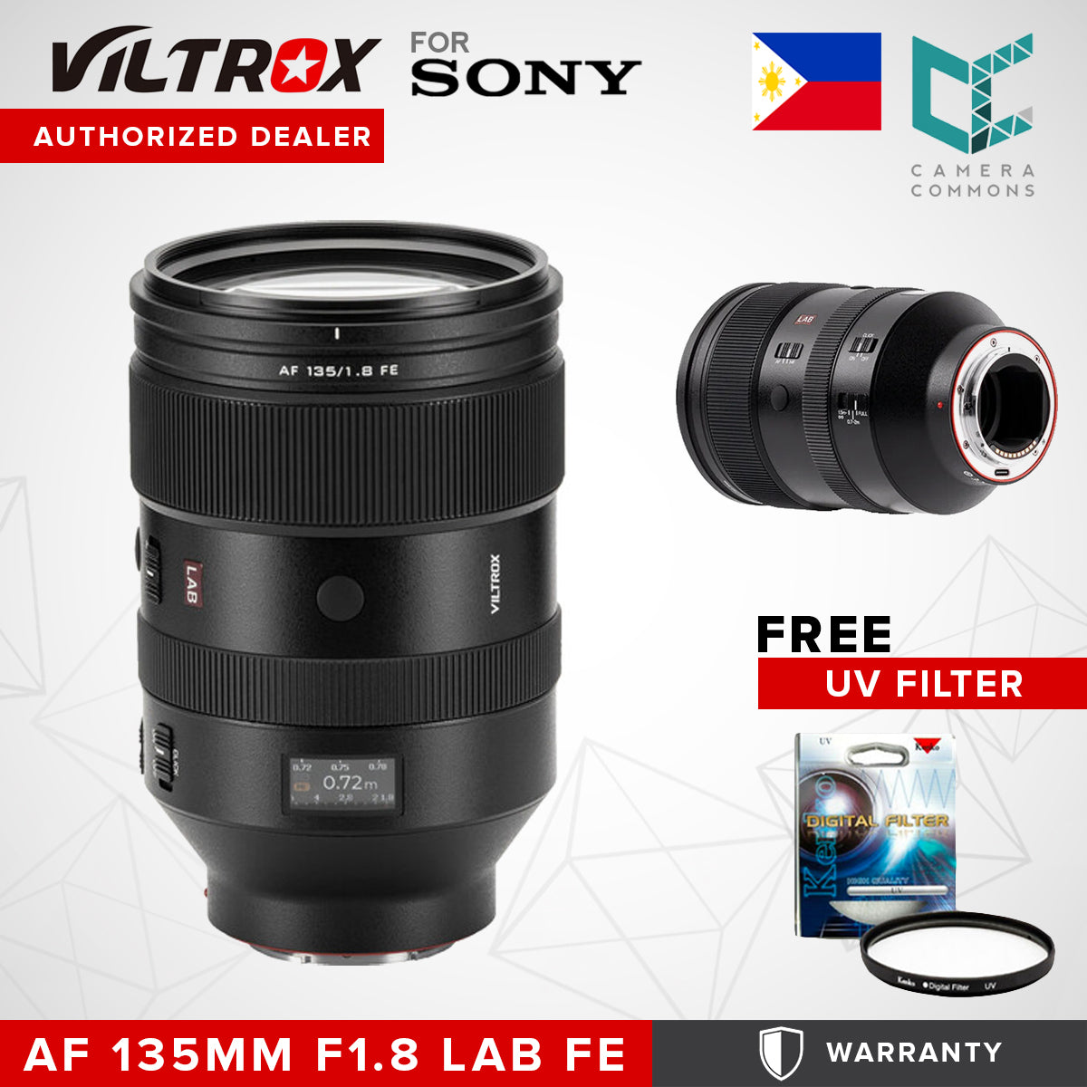 Viltrox AF 135mm f/1.8 LAB FE Lens (Sony E) Full-Frame Telephoto Prime for Mirrorless Cameras