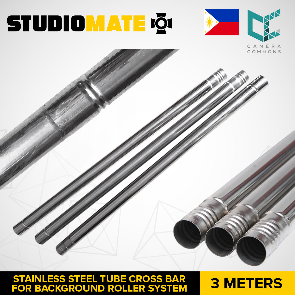 STUDIOMATE SM54 3 Meter Stainless Tube Cross Bar For Background Backdrop Roller System