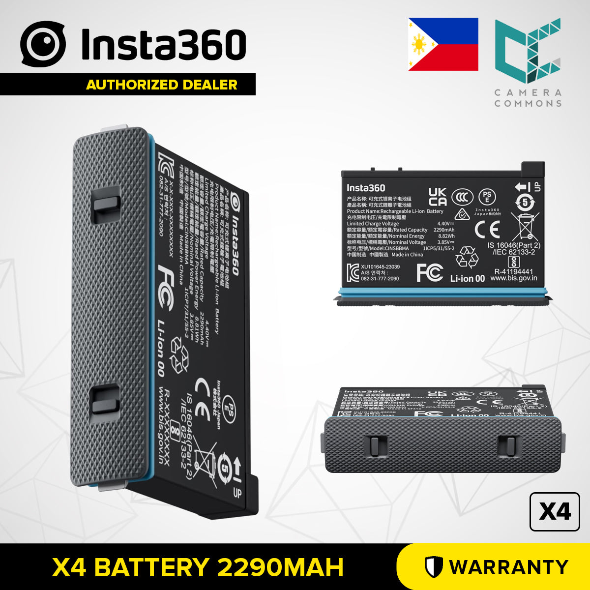 insta360 Battery 1800mah for One X3 Camera Power Accessories Dive Case Lens Cap