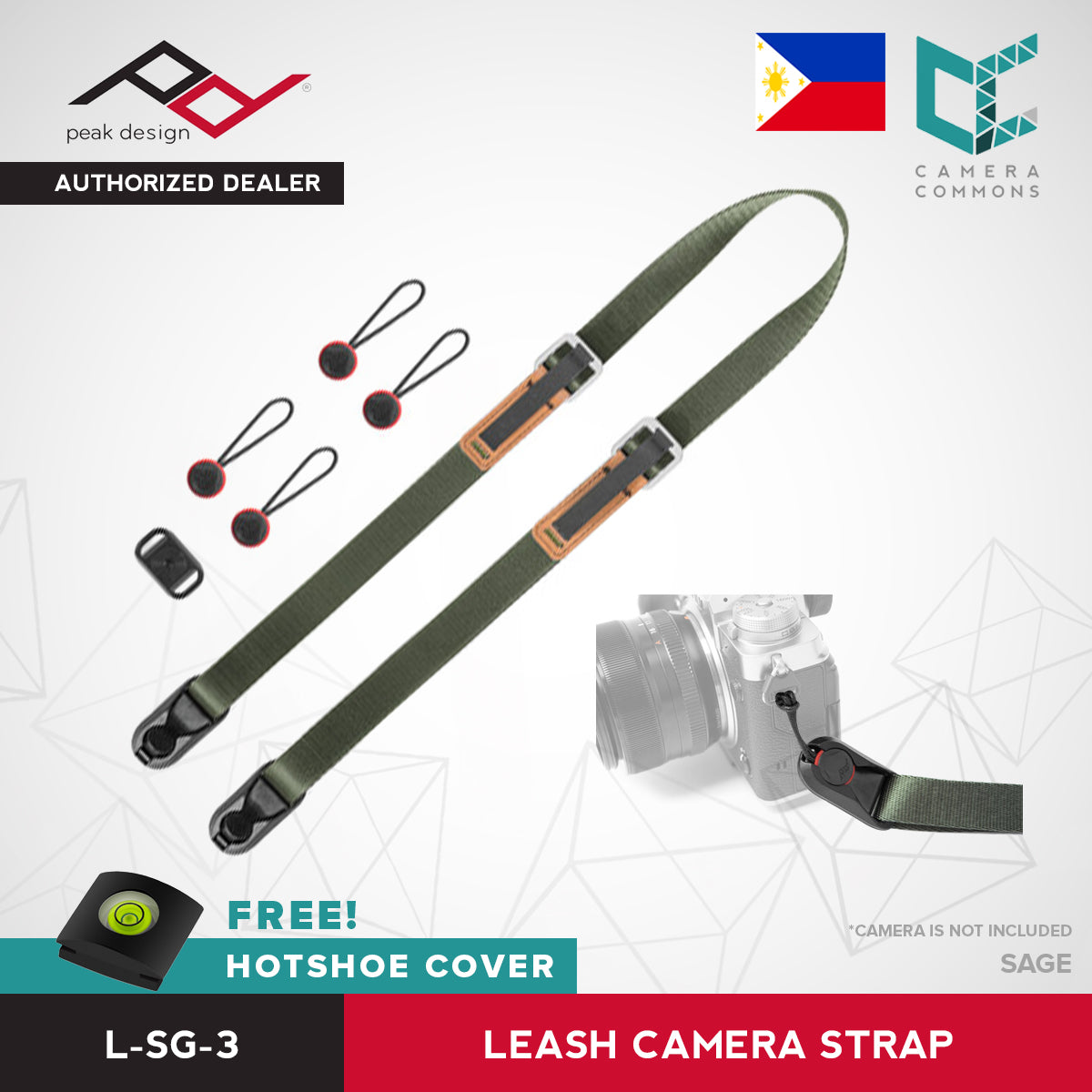 Peak Design Leash Camera Strap Ash Black Midnight Sage Coyote